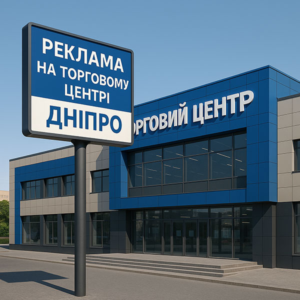 Правила розміщення і погодження вивіски на торговому центрі у Дніпрі, дизайн-код 1250